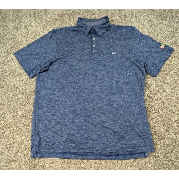 Vineyard Vines Polo Golf Shirt Mens XL Blue Stripe Performance Stretch - Picture 1 of 7